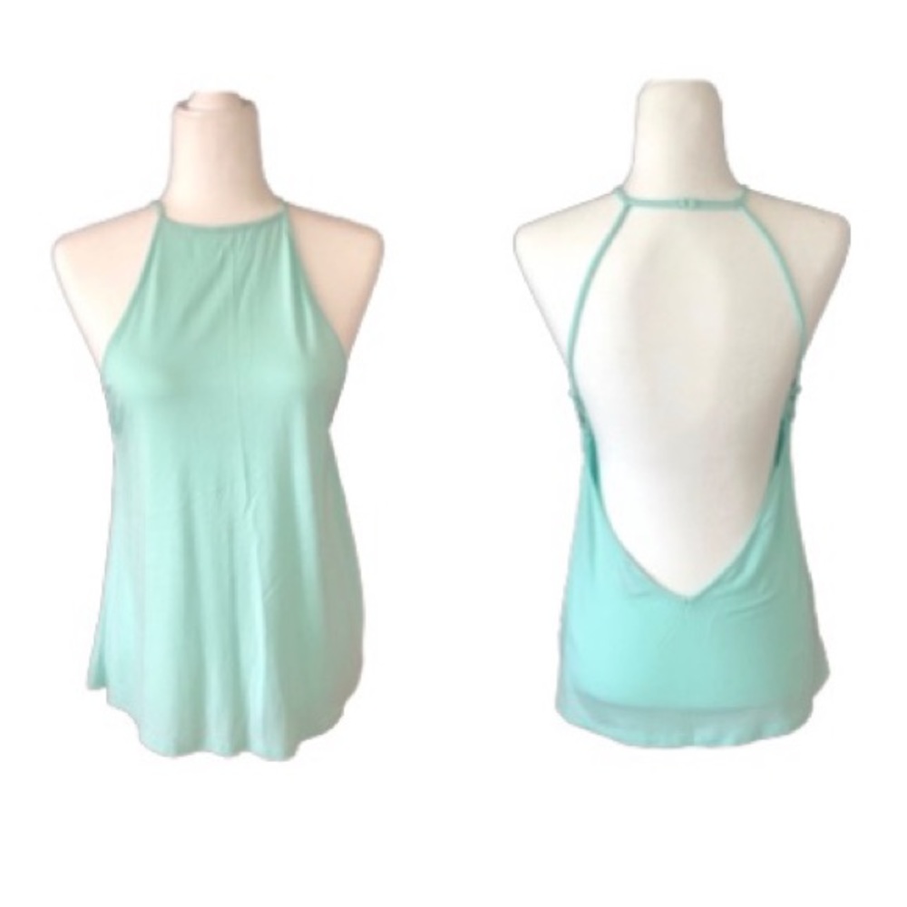 Tobi Mint Green Low Cut Open Back Tank Top Womens Size S